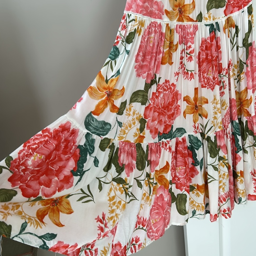 Anthro's Abel the Label Off the Shoulder Garden Party Maxi Dress w Smocked Waist - Picture 8 of 13